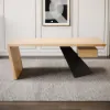 Modern 160 cm Rectangular Natural Rubberwood Desk with Drawer