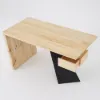 Modern 160 cm Rectangular Natural Rubberwood Desk with Drawer