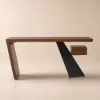 Modern 160 cm Rectangular Natural Rubberwood Desk with Drawer