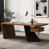 Modern 160 cm Rectangular Walnut Rubberwood Desk with Drawer