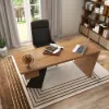 Modern 160 cm Rectangular Walnut Rubberwood Desk with Drawer