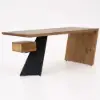 Modern 160 cm Rectangular Walnut Rubberwood Desk with Drawer
