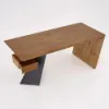 Modern 160 cm Rectangular Walnut Rubberwood Desk with Drawer