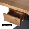 Modern 160 cm Rectangular Walnut Rubberwood Desk with Drawer