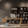 Modern 140 cm Rectangular Walnut Rubberwood Desk with Drawer