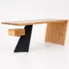 Modern 140 cm Rectangular Walnut Rubberwood Desk with Drawer
