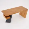 Modern 140 cm Rectangular Walnut Rubberwood Desk with Drawer