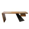 Modern 140 cm Rectangular Walnut Rubberwood Desk with Drawer