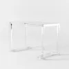 Savea 120 cm Rectangular Clear Tempered Glass Writing Desk with Acrylic Base