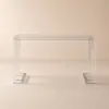 Savea 120 cm Rectangular Clear Tempered Glass Writing Desk with Acrylic Base