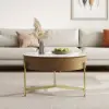 Round Lift-Top White & Walnut Coffee Table with Storage White & Walnut