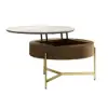 Round Lift-Top White & Walnut Coffee Table with Storage White & Walnut