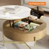 Round Lift-Top White & Walnut Coffee Table with Storage White & Walnut