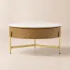 Round Lift-Top White & Walnut Coffee Table with Storage White & Walnut