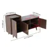 1200mm Black Walnut Wooden Shoe Storage Bench with 3 Doors & 5 Shelves for Entryway