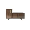 1200mm Black Walnut Wooden Shoe Storage Bench with 3 Doors & 5 Shelves for Entryway