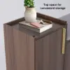 1200mm Black Walnut Wooden Shoe Storage Bench with 3 Doors & 5 Shelves for Entryway