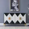 Wovuna Modern Sideboard Buffet 4 Doors & 6 Shelves Accent Cabinet Gold Finish in Large