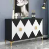 Wovuna Modern Sideboard Buffet 4 Doors & 6 Shelves Accent Cabinet Gold Finish in Large