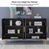 Wovuna Modern Sideboard Buffet 4 Doors & 6 Shelves Accent Cabinet Gold Finish in Large