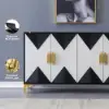 Wovuna Modern Sideboard Buffet 4 Doors & 6 Shelves Accent Cabinet Gold Finish in Large