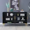 Wovuna Modern Sideboard Buffet 4 Doors & 6 Shelves Accent Cabinet Gold Finish in Large