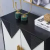 Wovuna Modern Sideboard Buffet 4 Doors & 6 Shelves Accent Cabinet Gold Finish in Large