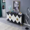 Wovuna Modern Sideboard Buffet 4 Doors & 6 Shelves Accent Cabinet Gold Finish in Large