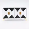 Wovuna Modern Sideboard Buffet 4 Doors & 6 Shelves Accent Cabinet Gold Finish in Large