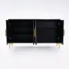 Wovuna Modern Sideboard Buffet 4 Doors & 6 Shelves Accent Cabinet Gold Finish in Large