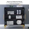 Wovuna Black & White Sideboard Buffet 2 Doors & 3 Shelves Accent Cabinet Gold in Small