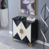 Wovuna Black & White Sideboard Buffet 2 Doors & 3 Shelves Accent Cabinet Gold in Small
