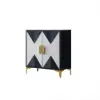 Wovuna Black & White Sideboard Buffet 2 Doors & 3 Shelves Accent Cabinet Gold in Small