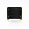 Wovuna Black & White Sideboard Buffet 2 Doors & 3 Shelves Accent Cabinet Gold in Small