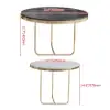 Modern Round Nesting Coffee Table Set 2-Piece Black and White Stone Top Gold Base