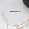 Modern Round Nesting Coffee Table Set 2-Piece Black and White Stone Top Gold Base