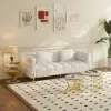 Modern 50 cm Round White Faux Marble Gold Spiral End Table