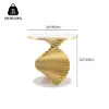 Modern 50 cm Round White Faux Marble Gold Spiral End Table