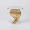 Modern 50 cm Round White Faux Marble Gold Spiral End Table