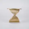 Modern 50 cm Round White Faux Marble Gold Spiral End Table