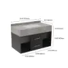 Modern 90 cm Floating Single Bathroom Vanity with Sink, Sintered Stone Top – Concrete Grey – Black Gray Vessel