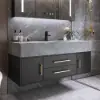 Modern 39" Black Floating Single Bathroom Vanity with Sintered Stone Top and Sink – AUD-H0157