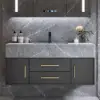 Modern 39" Black Floating Single Bathroom Vanity with Sintered Stone Top and Sink – AUD-H0157