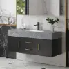 Modern 39" Black Floating Single Bathroom Vanity with Sintered Stone Top and Sink – AUD-H0157