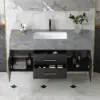Modern 39" Black Floating Single Bathroom Vanity with Sintered Stone Top and Sink – AUD-H0157