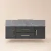 Modern 39" Black Floating Single Bathroom Vanity with Sintered Stone Top and Sink – AUD-H0157