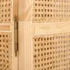 Natural Woven Rattan Bedroom Clothing Armoire with Hidden 2 Doors and Drawers Wardrobe