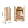 Natural Woven Rattan Bedroom Clothing Armoire with Hidden 2 Doors and Drawers Wardrobe