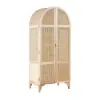 Natural Woven Rattan Bedroom Clothing Armoire with Hidden 2 Doors and Drawers Wardrobe