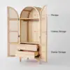 Natural Woven Rattan Bedroom Clothing Armoire with Hidden 2 Doors and Drawers Wardrobe